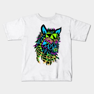 colorful kawaii ecopop wolf in mexican chicano art Kids T-Shirt